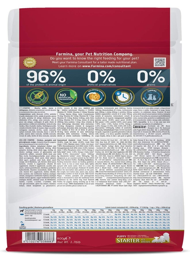 فارمينا أطعمة الحيوانات الأليفة فارمينا، طعام جاف للكلاب بنكهة اليقطين، خالٍ من الحبوب، مناسب للجراء، بنكهة الدجاج والرمان، لجميع السلالات (عبوة من قطعتين، وزن كل عبوة 800 غرام) - Image 3